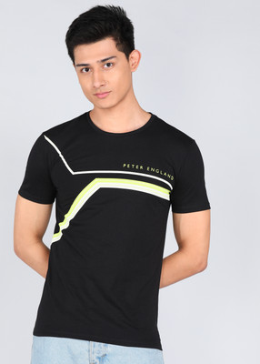 PETER ENGLAND Solid Men Round Neck Black T-Shirt