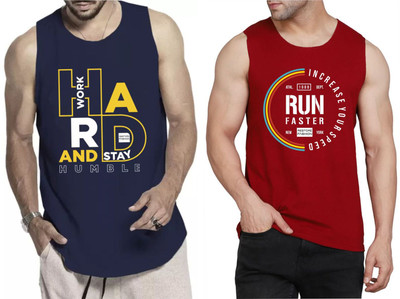 Restore Typography Men Round Neck Blue, Maroon, Multicolor T-Shirt
