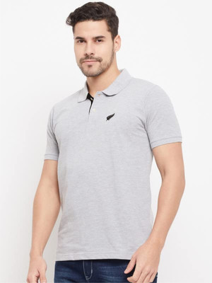 Polo Plus Solid Men Polo Neck Grey T-Shirt