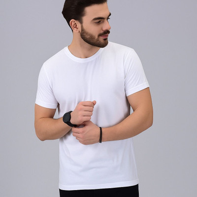 Arha collection Solid Men Round Neck White T-Shirt