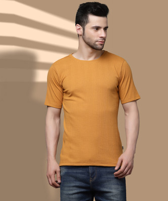METRONAUT Self Design Men Round Neck Brown T-Shirt