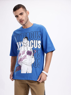 Kook N Keech Printed Men Round Neck Blue T-Shirt
