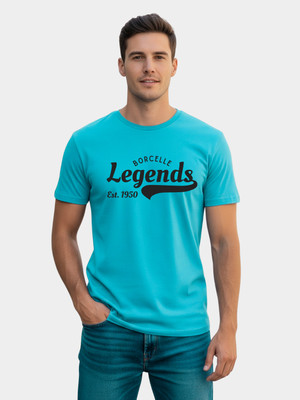 Merag Printed Men Round Neck Light Blue T-Shirt