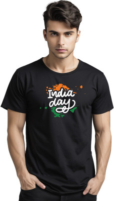 RON BRANDO Printed Men Round Neck Black T-Shirt