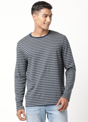 JOCKEY Striped Men Round Neck Grey T-Shirt