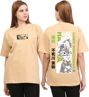 SillyStyle Graphic Print Women Round Neck Beige T-Shirt