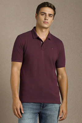 LOUIS PHILIPPE Solid Men Polo Neck Purple T-Shirt