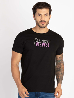 Status Quo Printed, Typography Men Round Neck Black T-Shirt