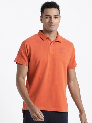 Wildcraft Printed Men Polo Neck Orange T-Shirt