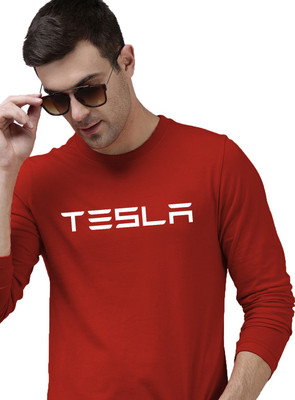 Organic Chics Typography Men Round Neck Maroon T-Shirt