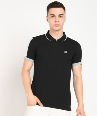 KILLER Colorblock Men Polo Neck Black T-Shirt