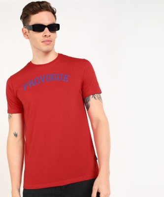 PROVOGUE Printed Men Round Neck Red T-Shirt