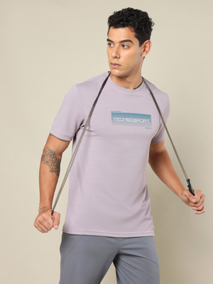 TECHNOSPORT Typography Men Round Neck Purple T-Shirt