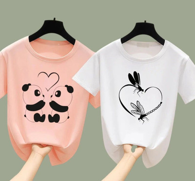 ADIXUS Graphic Print Women Round Neck Pink, White T-Shirt