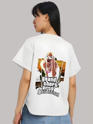 SZN Graphic Print Women Round Neck White T-Shirt