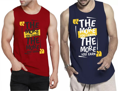 WOOSTRO Printed Men Round Neck Maroon, Dark Blue T-Shirt