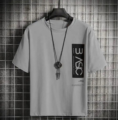 abhi intration Printed Men Round Neck Grey T-Shirt