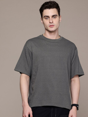 Moda Rapido Solid Men Round Neck Grey T-Shirt