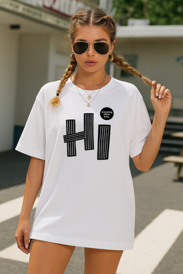Madilyn Printed Women Round Neck White T-Shirt