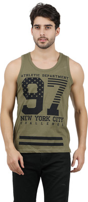 JUGULAR Printed Men Scoop Neck Dark Green T-Shirt
