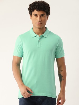 PARX Solid Men Polo Neck Green T-Shirt