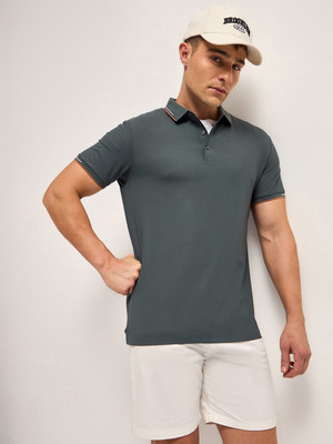 THE BEAR HOUSE Solid Men Polo Neck Green T-Shirt