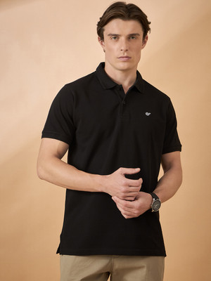 Club York Solid Men Polo Neck Black T-Shirt