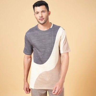 7 Alt by Pantaloons Printed Men Round Neck Grey T-Shirt