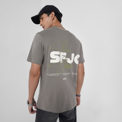 SF Jeans by Pantaloons Printed Men Round Neck Grey T-Shirt
