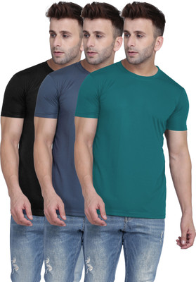 TQH Solid Men Round Neck Multicolor T-Shirt