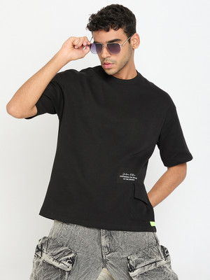 Club York Solid Men Round Neck Black T-Shirt