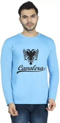 LV CARE Printed Men Round Neck Blue T-Shirt