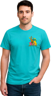 LIQQR Graphic Print Men Round Neck Blue T-Shirt