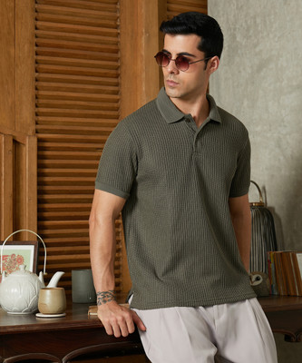 CAMPUS SUTRA Solid Men Polo Neck Green T-Shirt