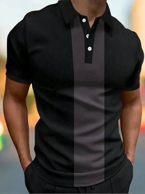 Garimaknitwear Printed Men Polo Neck Grey T-Shirt