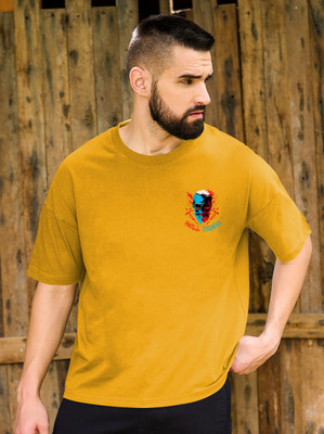 TEESHACK Graphic Print Men Round Neck Yellow T-Shirt