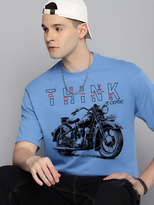R.Code by The Roadster Life Co. Graphic Print Men Round Neck Blue T-Shirt