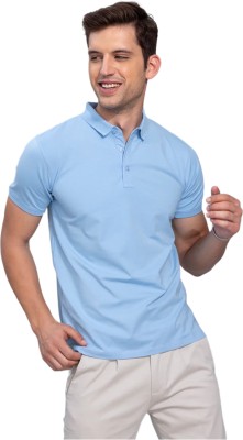 TeesTheDay Solid Men Polo Neck Light Blue T-Shirt
