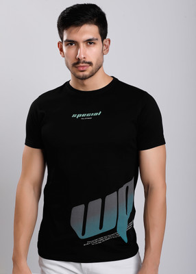 HIGHTRIBE Printed Men Polo Neck Black T-Shirt