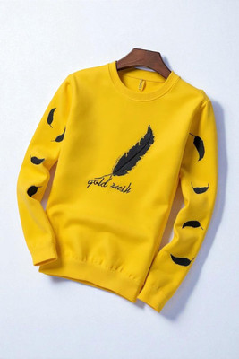 FAOES Printed Men Round Neck Yellow T-Shirt