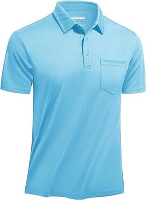COLORTRAIT Solid Men Polo Neck Blue T-Shirt