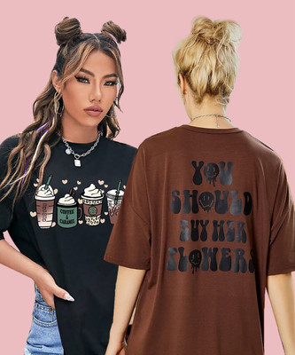 Christy World Printed Women Round Neck Multicolor T-Shirt