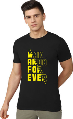 OrrganicChics Printed Men Round Neck Black T-Shirt