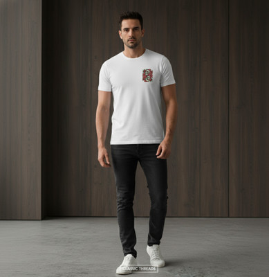 DARK VELORA Graphic Print Men Round Neck White, Pink T-Shirt