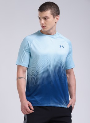 UNDER ARMOUR Self Design Men Crew Neck Blue T-Shirt