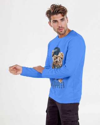 Triptee Printed Men Round Neck Blue T-Shirt