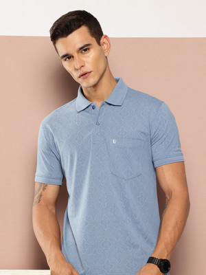UNIBERRY Solid Men Polo Neck Blue T-Shirt