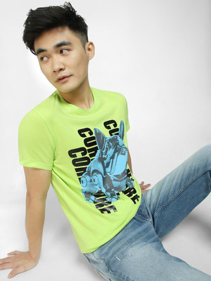 JACK & JONES Printed Men Round Neck Green T-Shirt