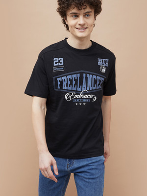 Fame Forever by Lifestyle Printed Men Crew Neck Black T-Shirt