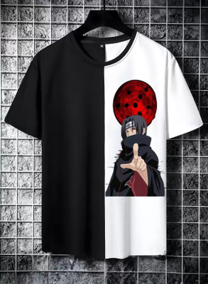 clickwell Printed Men Round Neck Black, White T-Shirt